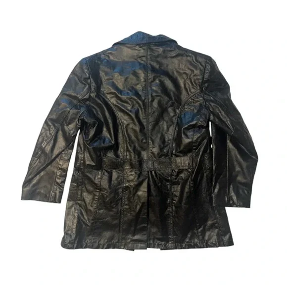 Vintage Leathercraft Black Leather Button Up Jacket Size 40 R